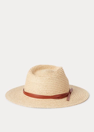 Ralph Lauren Belted Raffia Fedora Dame Danmark (JSDCN0643)